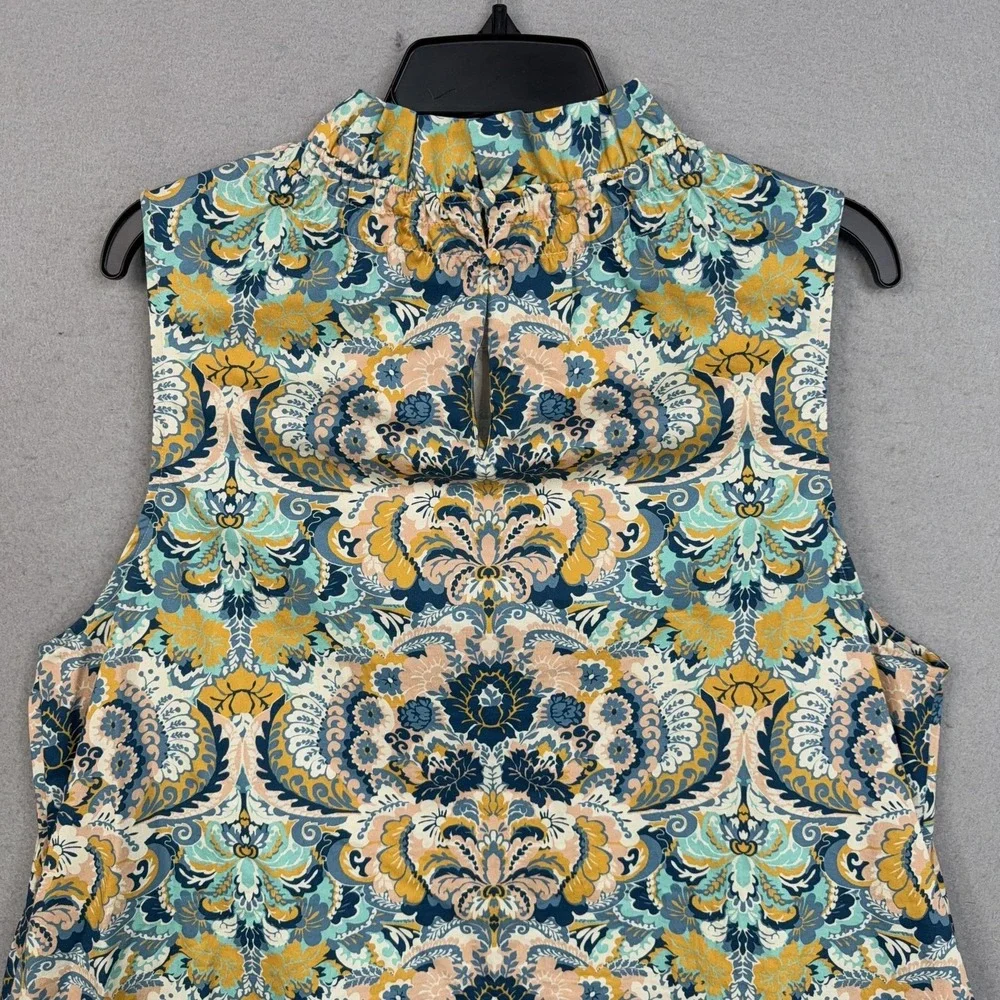 Tyler Boe Dress Womens Medium Blue Floral Boho Sleeveless Shift Ruffle Hem - Picture 7 of 11